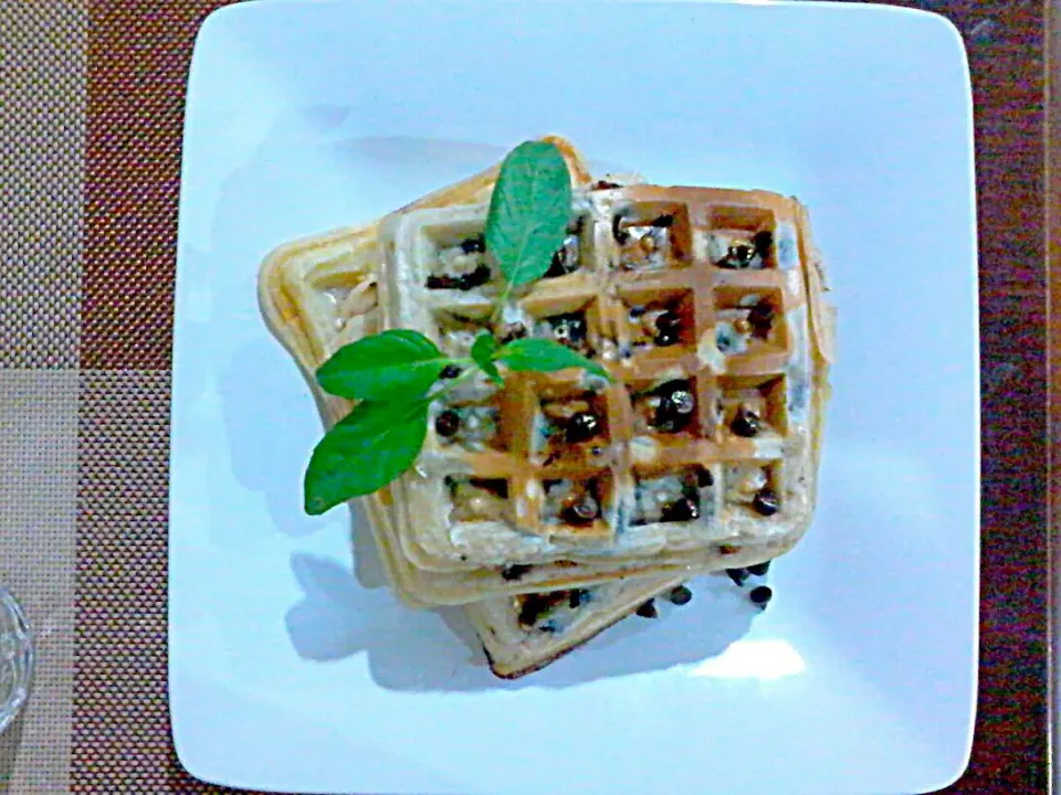 Chocolate Chips Waffles w/ Caramel toppings 😉🍩🍷|🌼 Pooja's Kitchenette 🌼さん