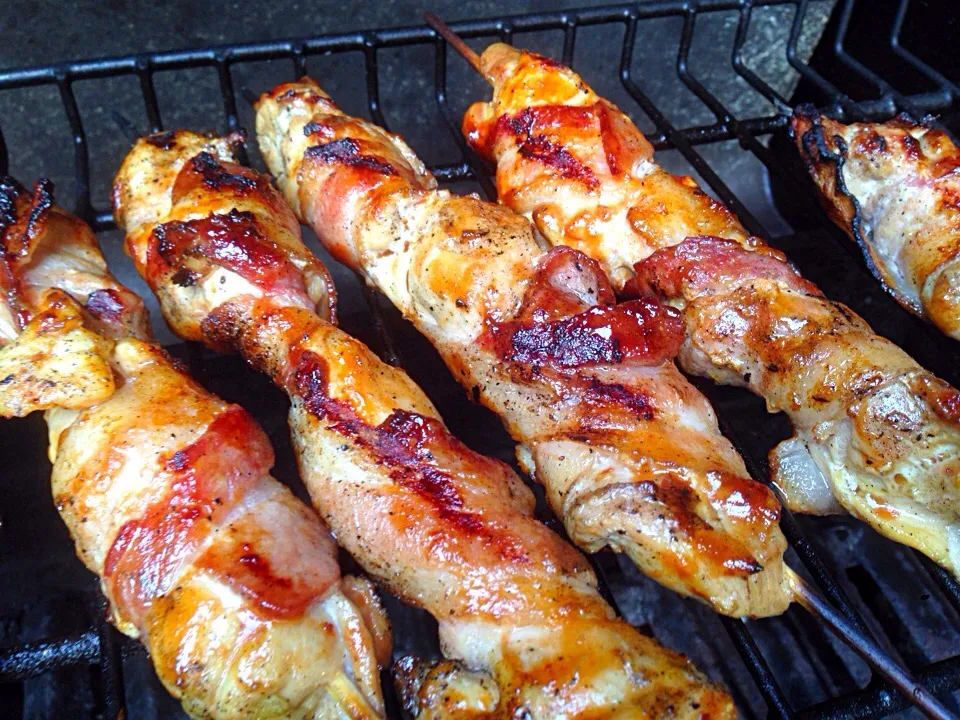 Grilled Bacon wrapped chicken thigh sate|Anthony Mikiciuk Jr.さん