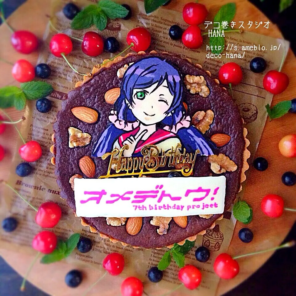 ラブライブ！キャラチョコのせ誕生日のチョコレートタルト|さとみ (satomi_foodart)さん