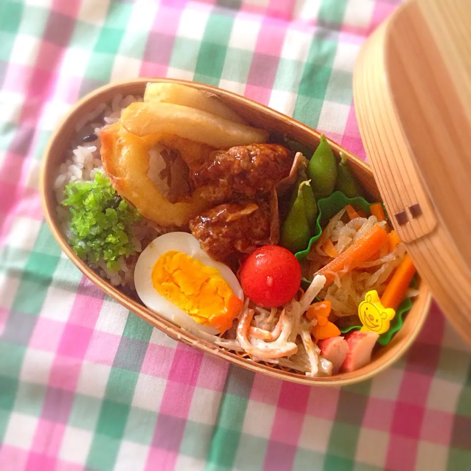 Snapdishの料理写真:7/21きょうのわっぱ弁当|ネコのかりかりさん