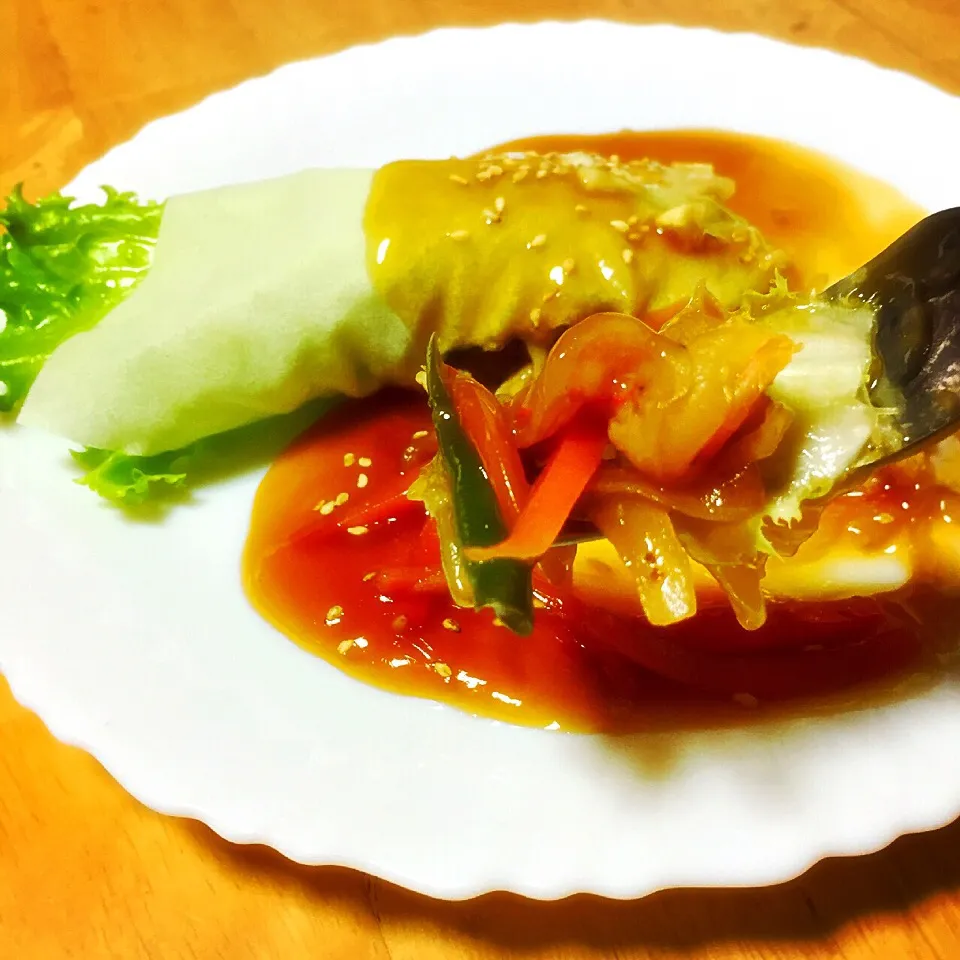 Vegetables and Shrimps Fresh Lumpia ( spring roll)|Laarni Nabongさん