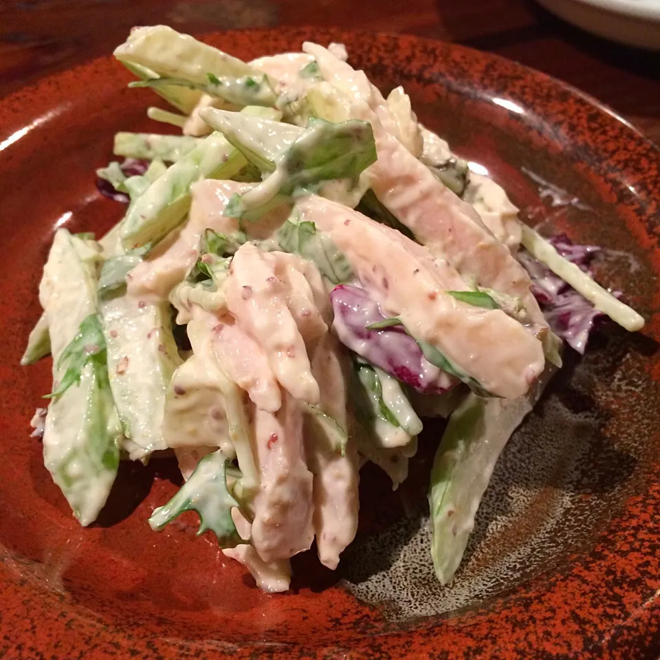 蒸し鶏とセロリのマスタード和え|りーちゃんさん