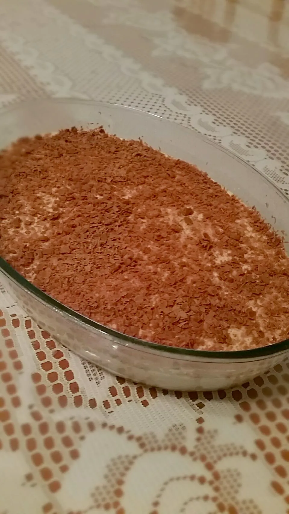 Home made coffee pudding with a biscuit crumble and chocolate shavings.|Sanihaさん