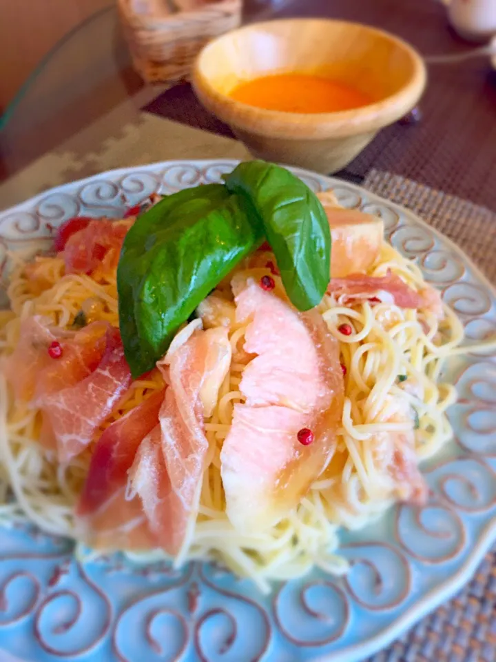 Peach and raw ham cold pasta|Yayoi Yyiさん