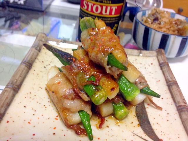 オクラの豚バラ巻き