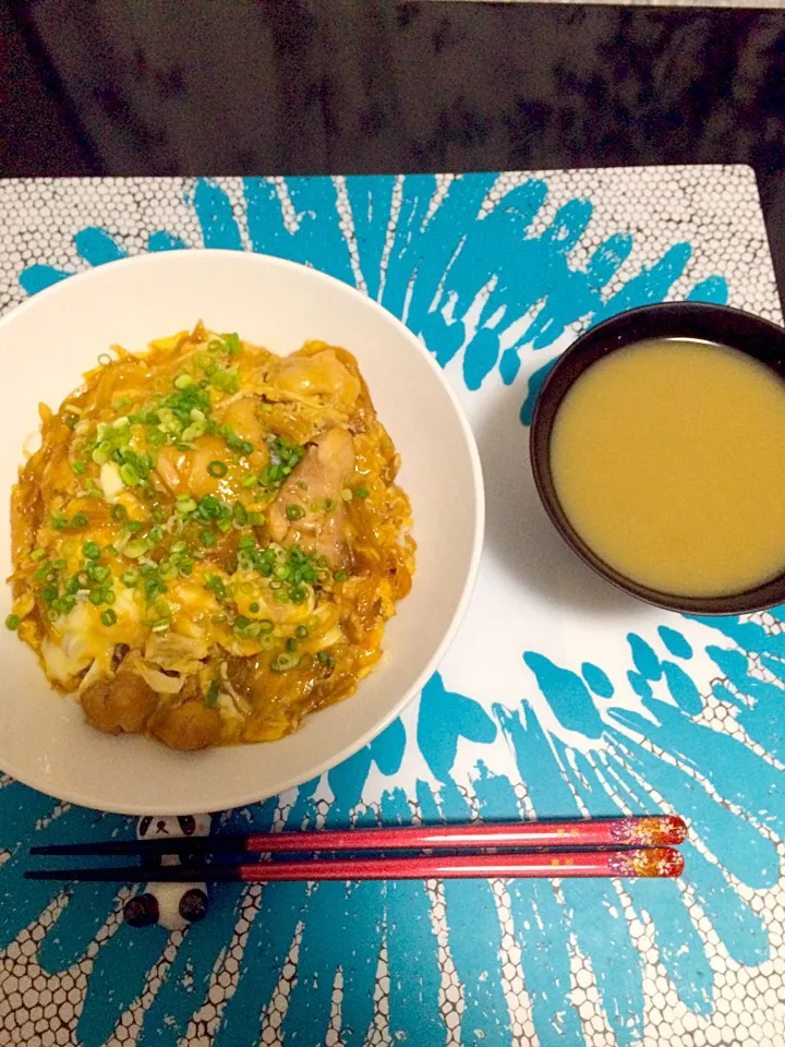 親子丼とオクラえのきの味噌汁|RinRinさん