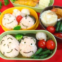 Snapdishの料理写真:娘たちの学童弁当 チビまる子ちゃん  ヒロシ&友蔵