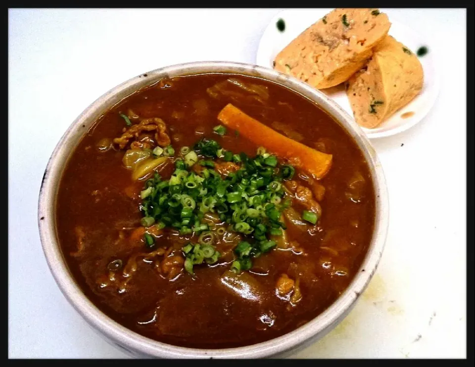 カレー南蛮(うどん) ＆自家製なめたけ入り玉子焼き|misaさん