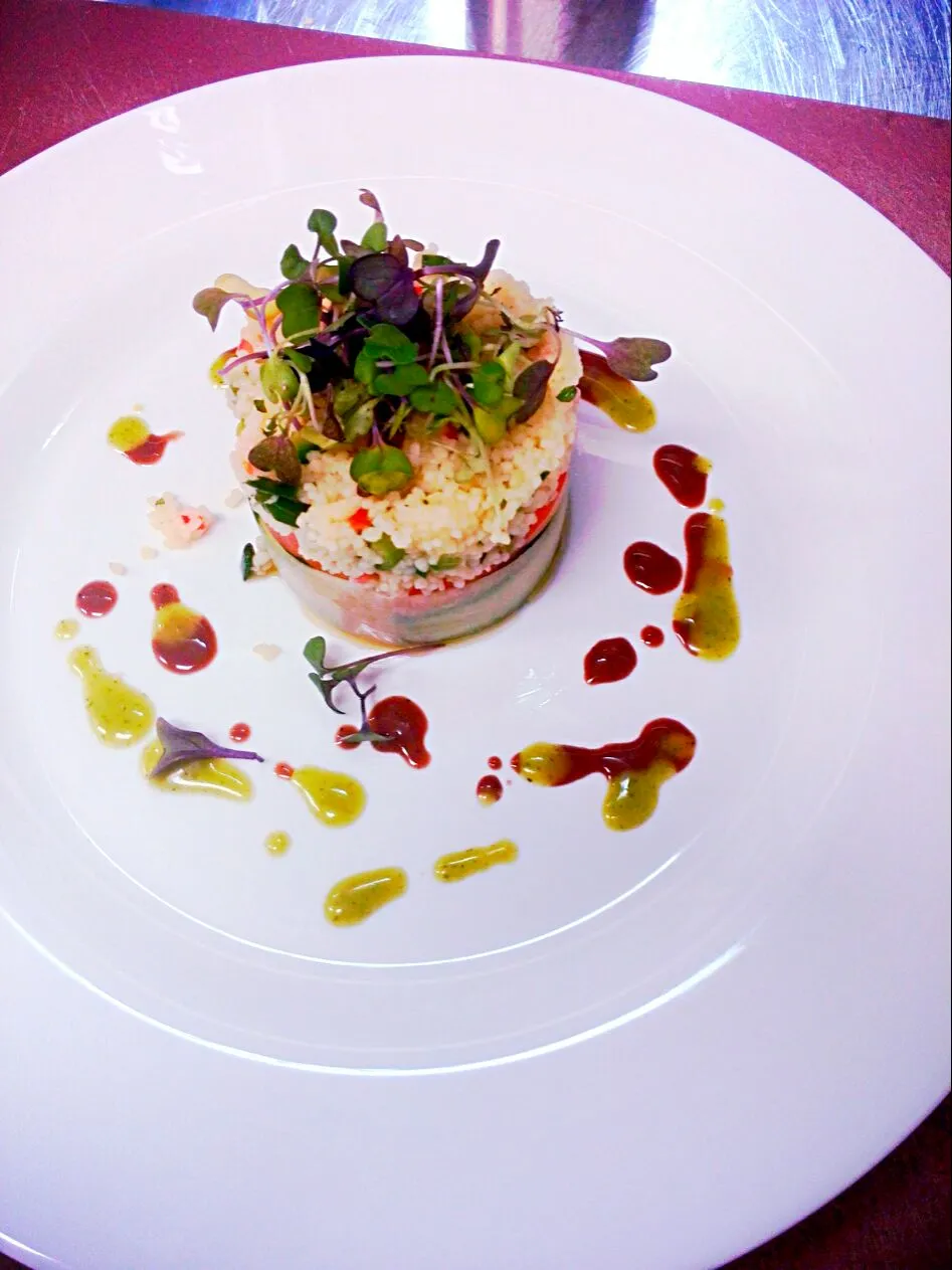 Couscous bundle in tomatoes and cumcber. #Cucumber #CousCous #Tomatoes #Balsamic #Vinaigrette #Cilantro #Oil|Garcia Jasnique Hallさん