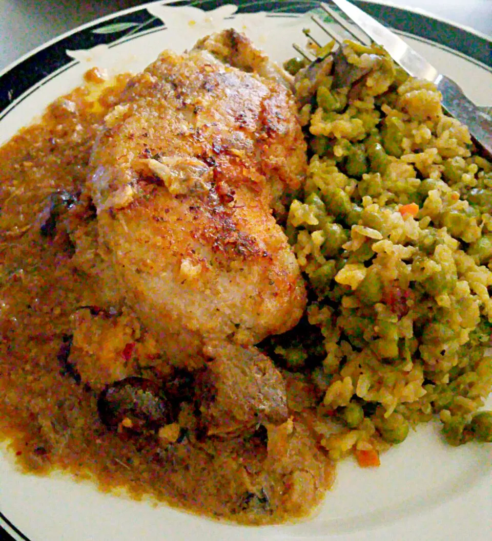 goat cheese  &  crab stuffed pork loin and fried rice #goodeats|christl babcockさん