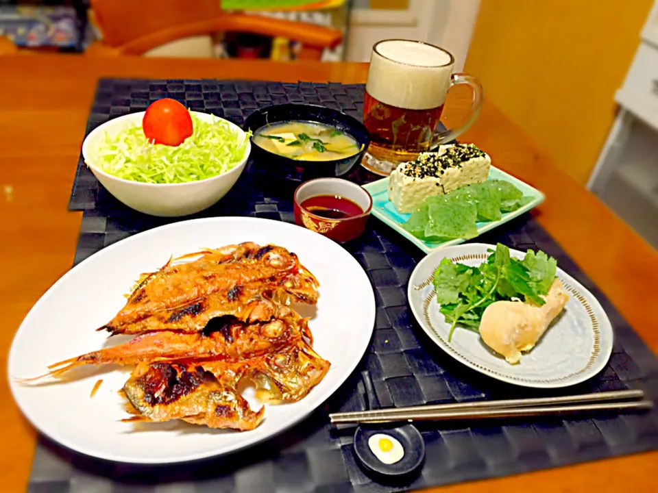 金目鯛開き&蒸し鶏パクチー添え🍻|マニラ男さん