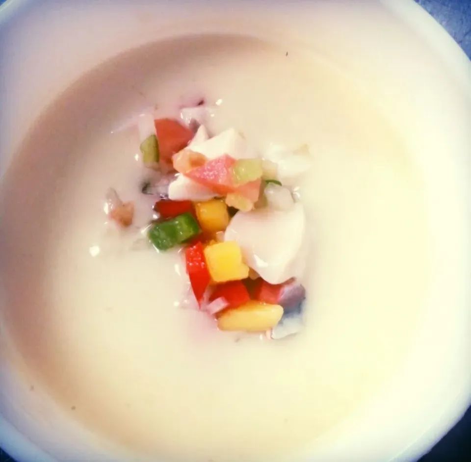 Snapdishの料理写真:Coconut and Kalik (beer) Soup with a conch ceviche|Garcia Jasnique Hallさん