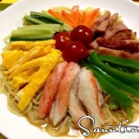 Snapdishの料理写真:It's summer!...cold noodles with colorful toppings✨夏だから、冷やし麺がいいね☆♪