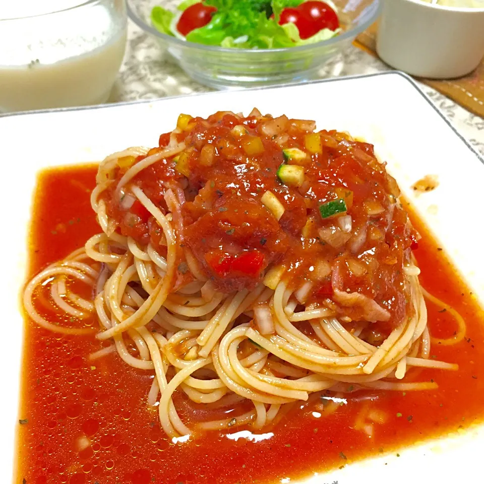 トマトの冷製スパゲティー|カウンター嬢さん