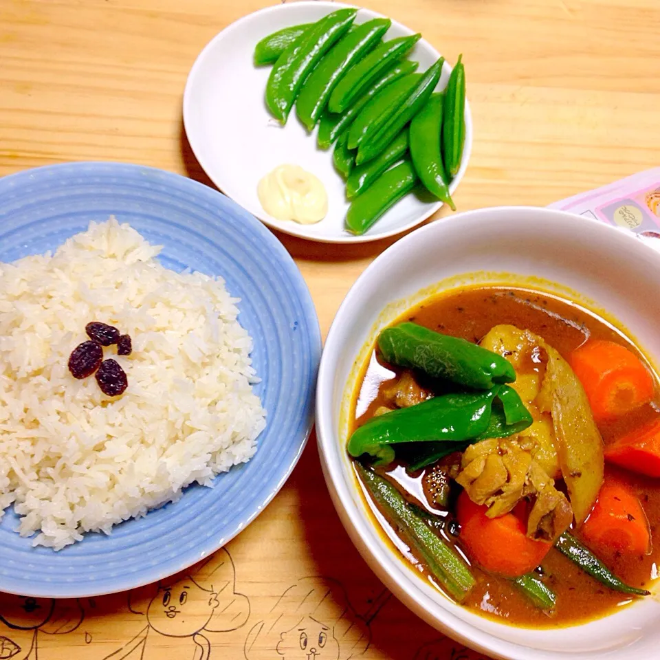 らっきょのスープカレー&タイ米で♡|Aireeenさん