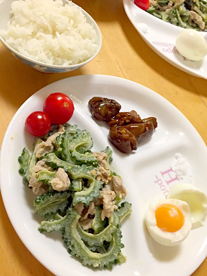 Snapdishの料理写真:ゴーヤと豚肉の味噌マヨ和え|林とびぃさん