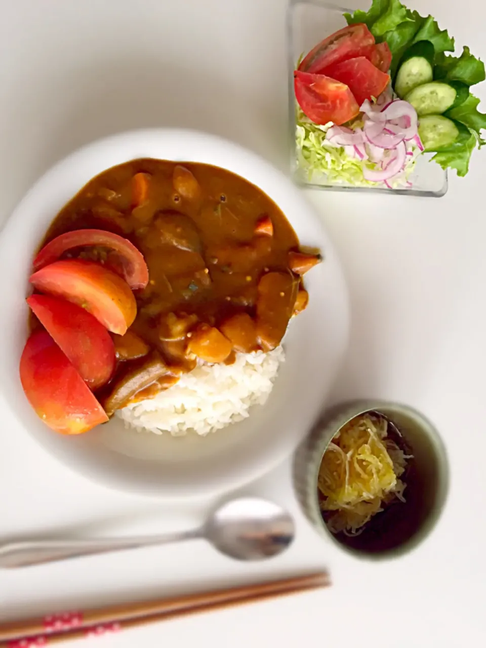 ＊夏野菜サラダ＊夏野菜のチーズカレー＊そうめんかぼちゃのポン酢和え|あゆかさん