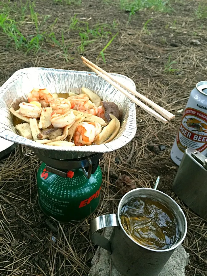 海老とエリンギのアヒージョ|たけさん