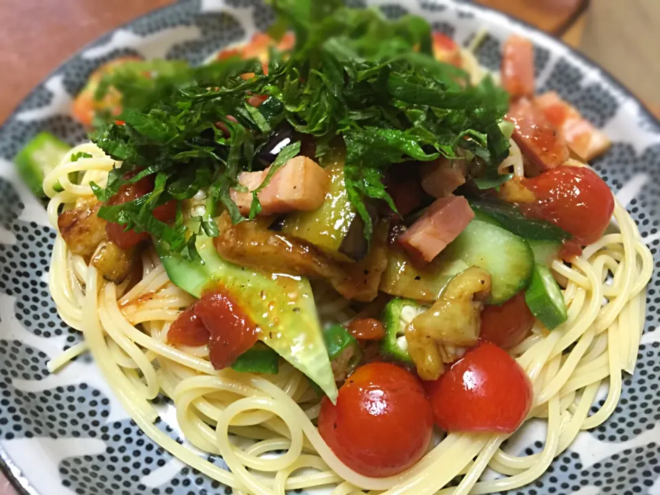 夏野菜たっぷりの冷製パスタ|チルさん