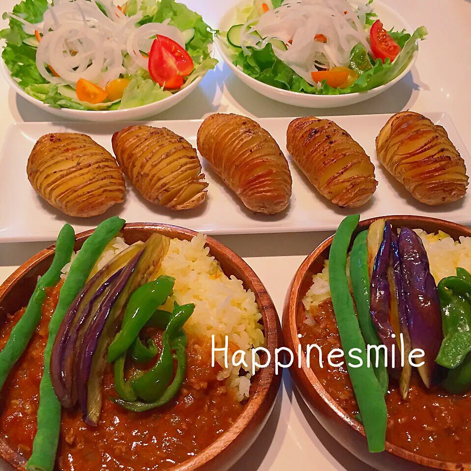 スリランカカレーとハッセルバックポテト|Happinesmileさん