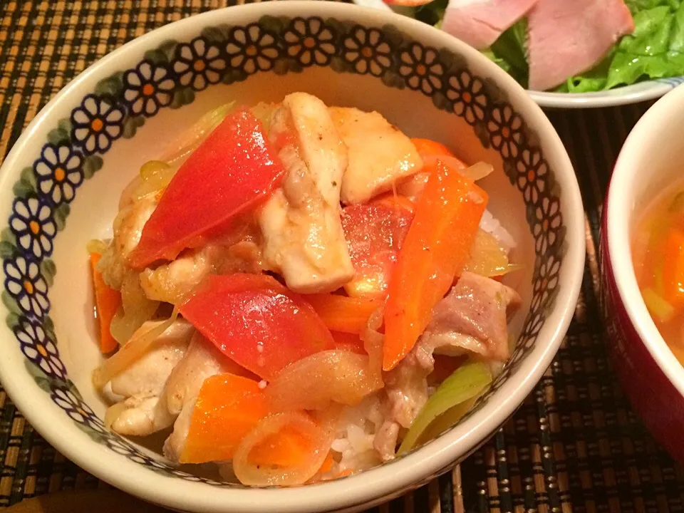 鶏肉トマトの塩レモンバター丼(♡´艸`)|airi-nさん