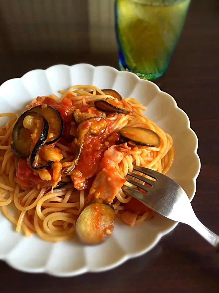 茄子とトマトのパスタ|chezblancaさん