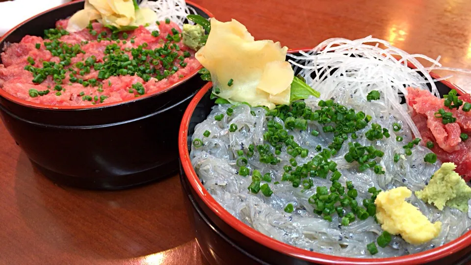 焼津さかなセンターの生しらす丼とねぎまぐろ丼🐟🍚|きみぷさん