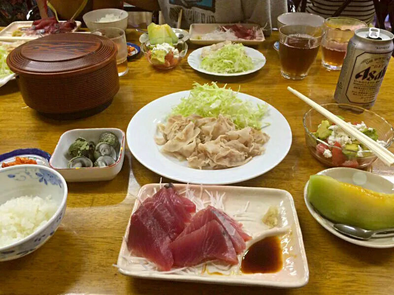 宿のご飯🍺🐟🍗|みうのすけさん