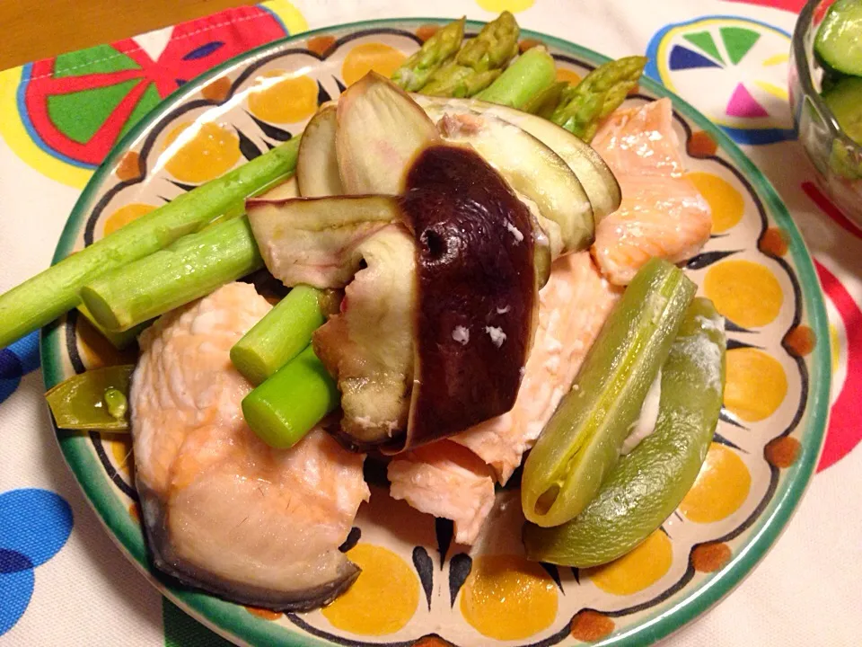 Salmon dinner by hubby :)|mさん