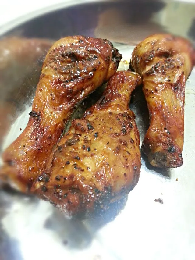 Air-roasted black pepper chicken drumsticks. #airfryer #roastchicken|Candy Moyさん