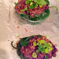 Snapdishの料理写真:Stuffed poblano peppers|sarah wagsさん