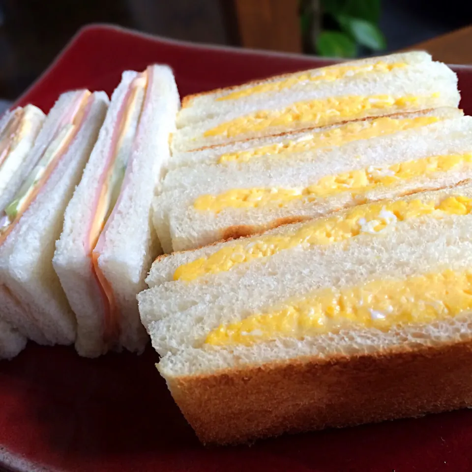 たまごトーストサンド・ハムチきうりサンドʕ-̼͡-ʔ🍞|七海さん