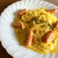 Snapdishの料理写真:かぼちゃスープをパスタに★|あいりさん