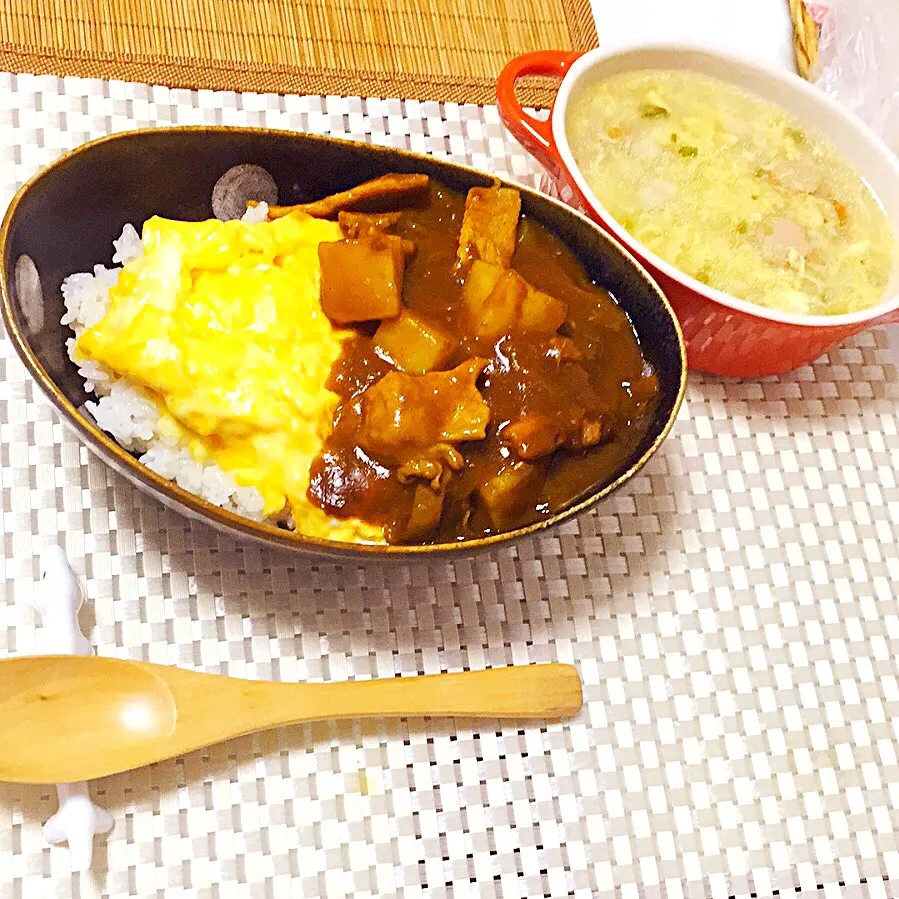 カレー。とろろ玉子スープ|OGIPAINさん