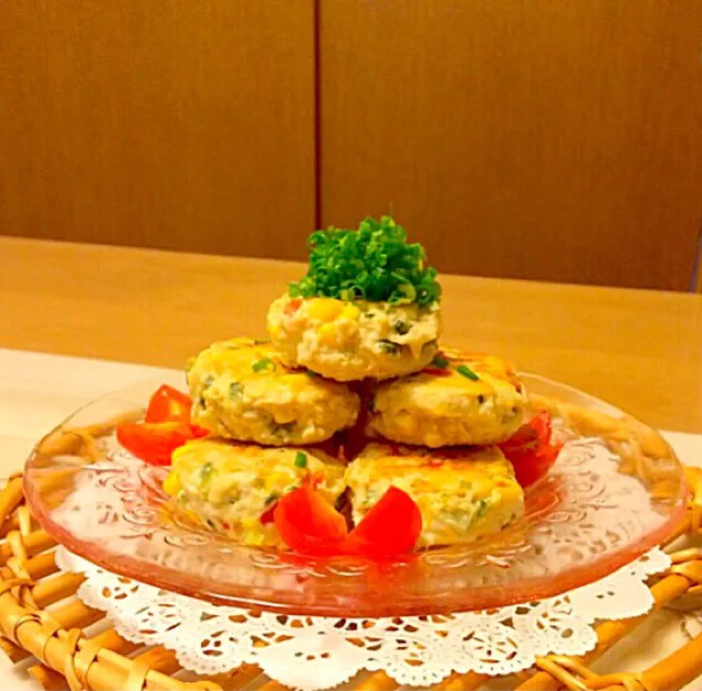 くみさんさんの料理 ゴーヤとコーンと鶏挽肉の寄せ揚げ(⌒▽⌒)|くうちゃんさん