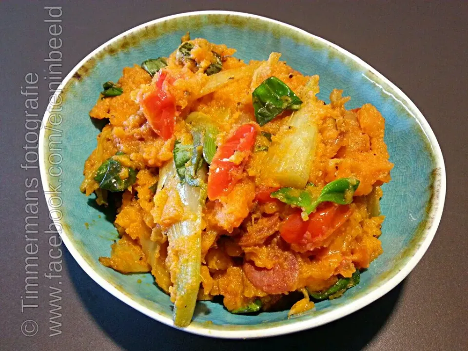 Sweet potato-fennel-chorizo mash|Frank&Jolanda - Eteninbeeldさん