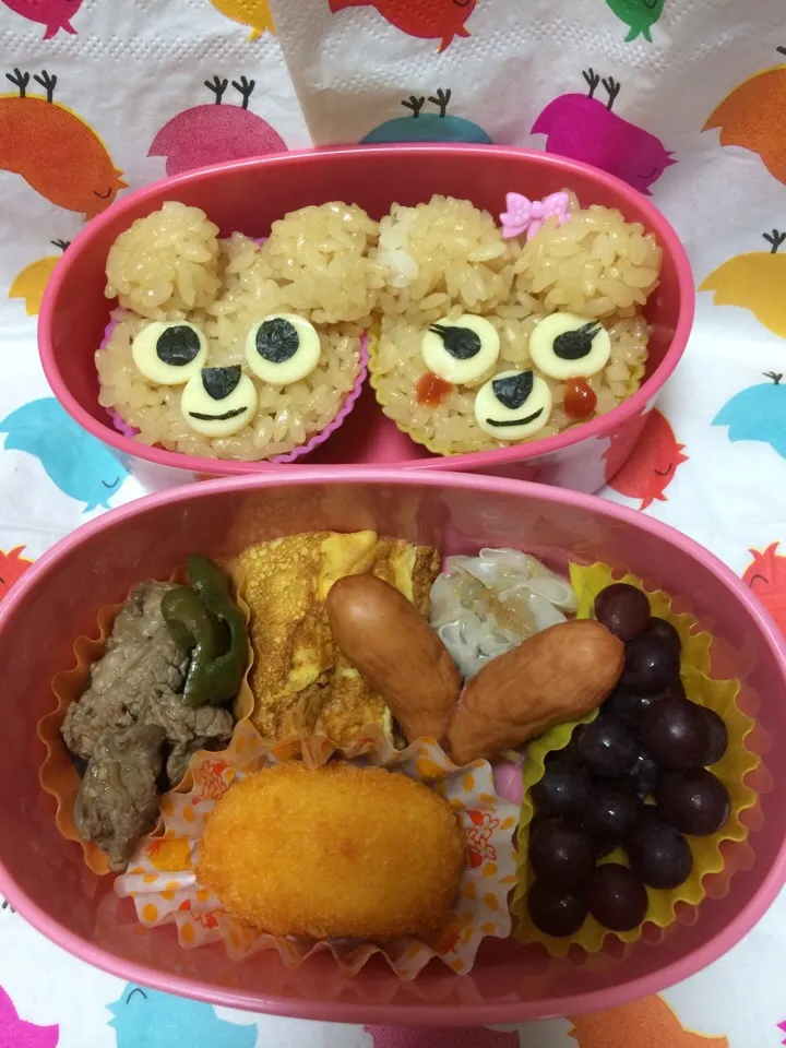 Snapdishの料理写真:カップルbear弁当|こむぎさん