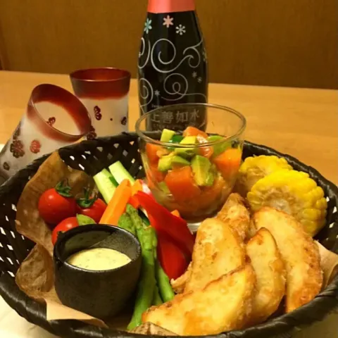 「上善如水スパークリング」を使ってみたSnapdishの料理・レシピ写真:山本真希さんの料理                        やみつきフライドポテト☆de        おつまみセット✨