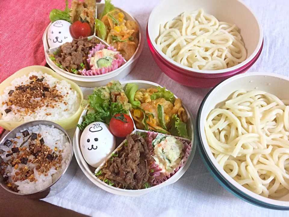 Snapdishの料理写真:お弁当@冷やし肉うどんwith温泉卵。|J K Tさん