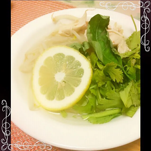 フォー風エスニック麺🍜糖質0麺で❗️パクチーたっぷり🌿|桜央里さん