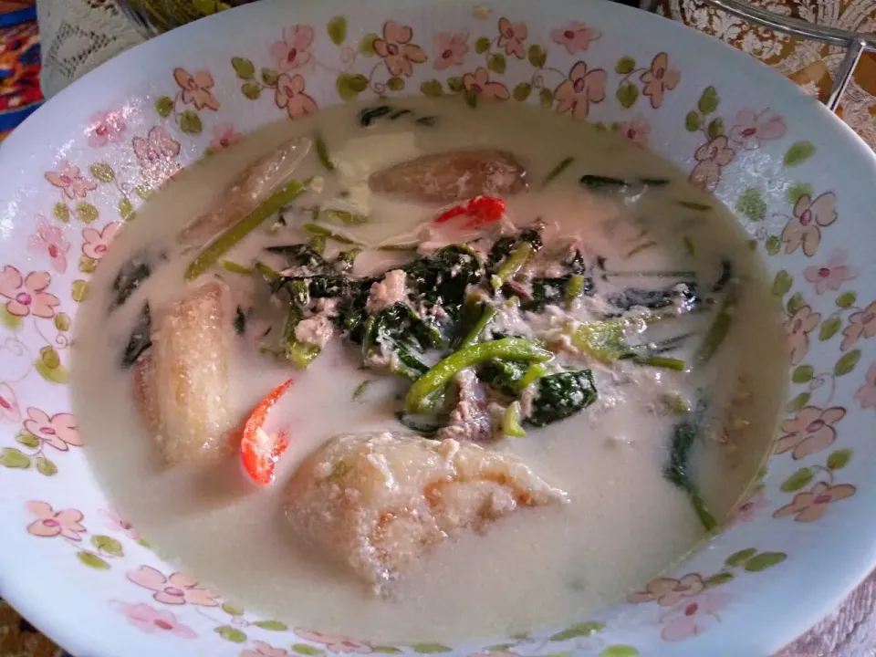 Snapdishの料理写真:Masak Lemak Putih Bayam & Terung|FooDin'sさん