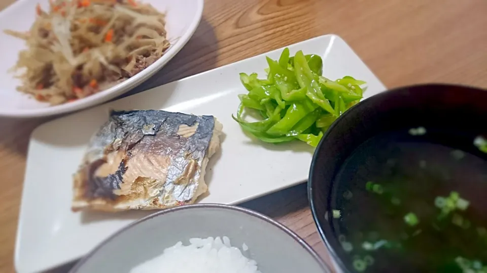 ・鰆の塩焼き
・甘長とうがらしの和え物
・挽き肉入りきんぴらごぼう
・とろろ昆布のお吸い物|ようかんさん