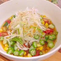 夏野菜たっぷり彩りそうめん|赤べこチャイニーズさん