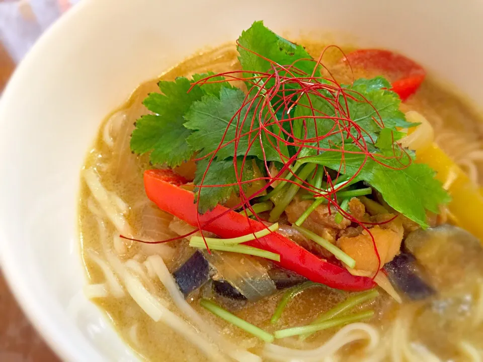 和風グリーンカレーうどん|かか様さん