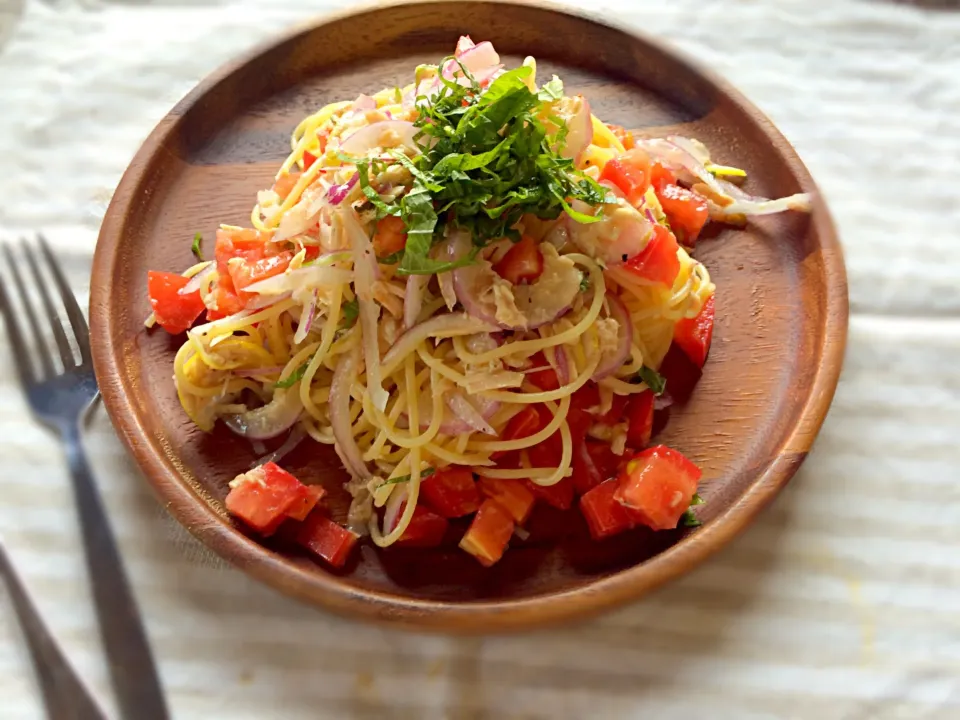 トマトとツナとシソの冷製パスタ|あやこさん