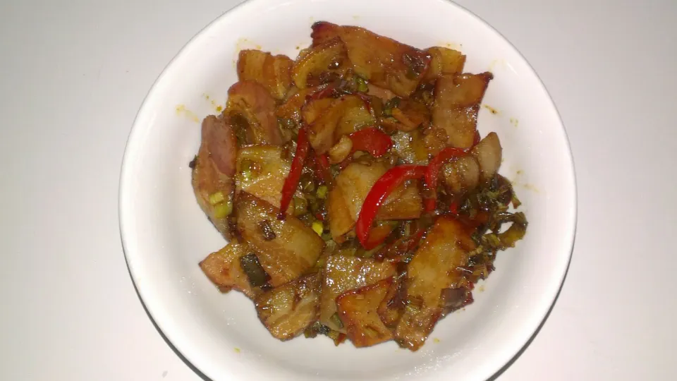 #Pork Rasher with leek and Capsicum|Petrus Parlinggomanさん