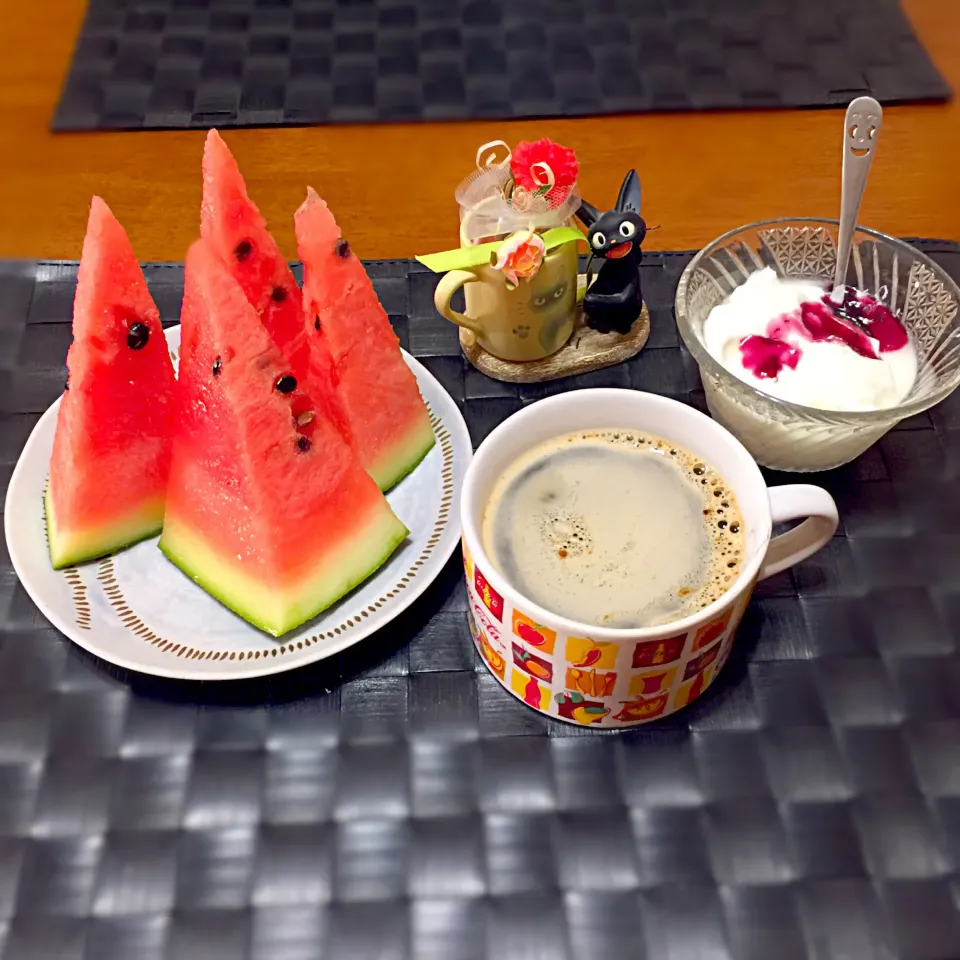 🍉西瓜&🍇ヨーグルト☕️|マニラ男さん