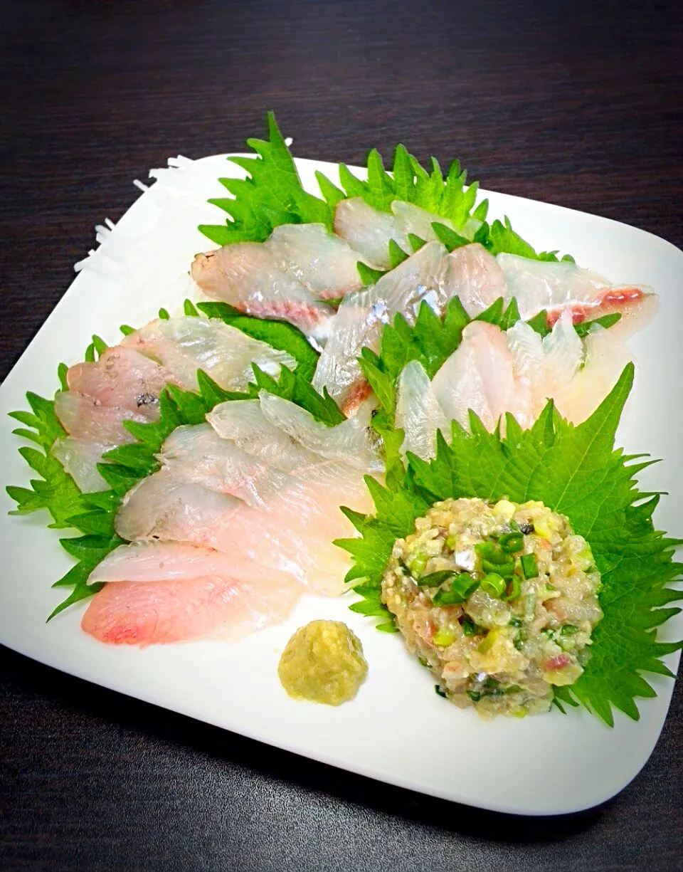 お刺身４種盛り！自分で釣ったお魚は美味しいはず(笑)|こもず♪さん