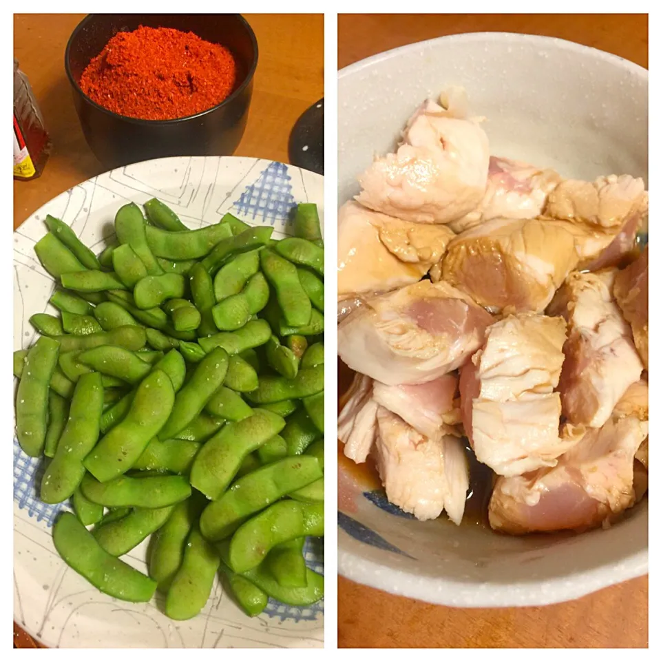 だだ茶豆とササミポン酢。|中華蕎麦 銀時さん