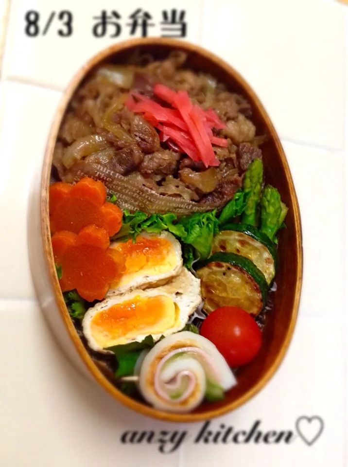 8/3 牛丼弁当♡|anzyさん